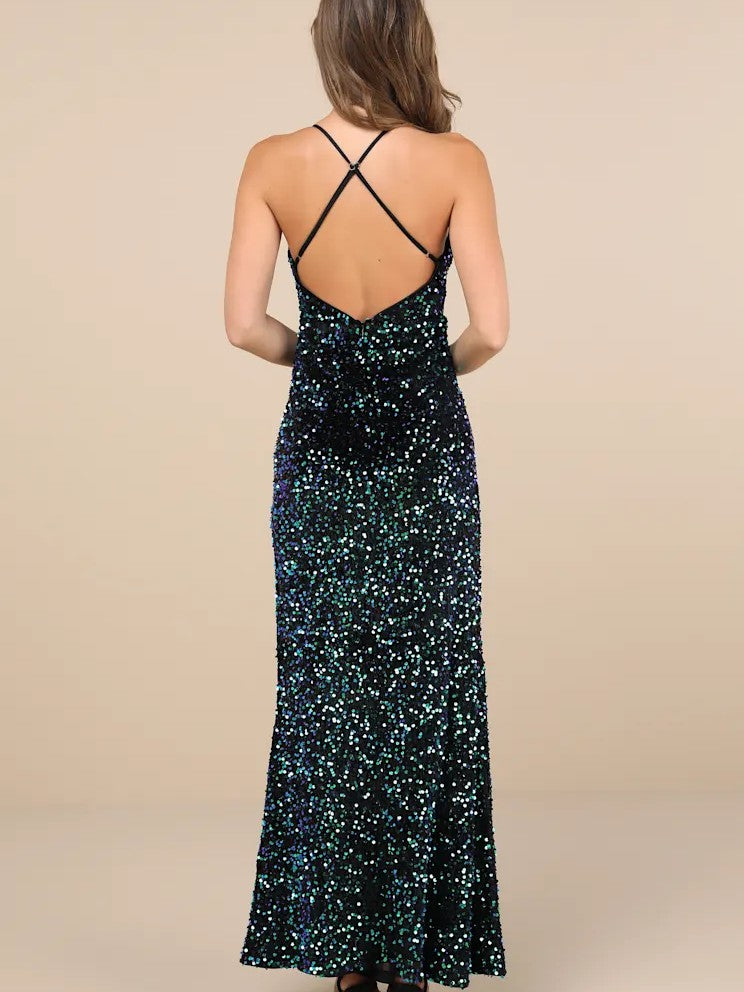 Sequin Velvet Maxi Dress