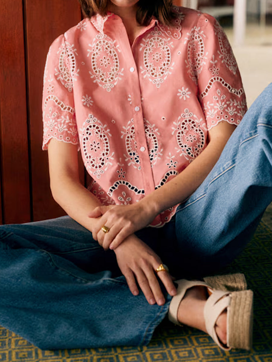 Short Sleeved Embroidered Shirt