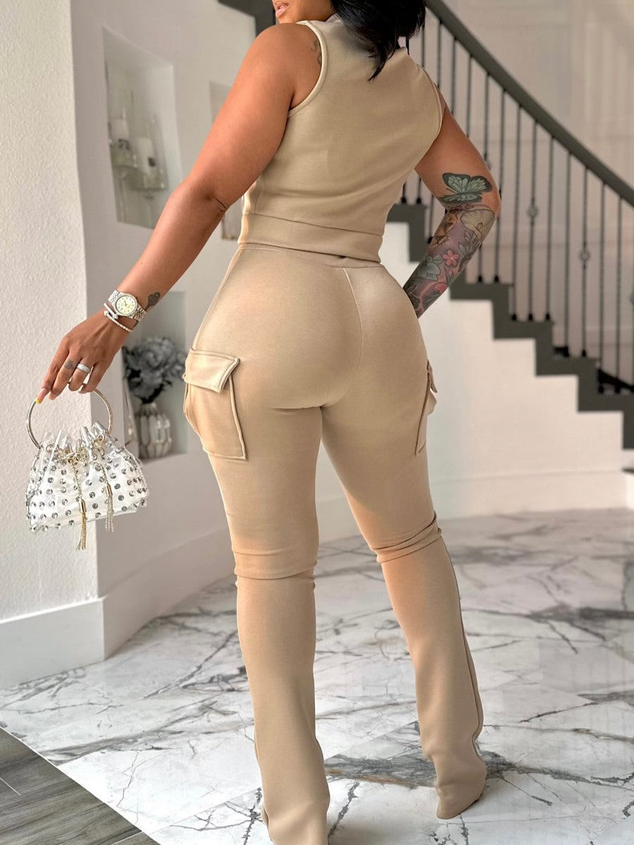 Sleeveless Cargo Two-Piece Set