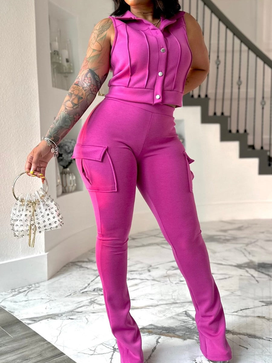 Sleeveless Cargo Two-Piece Set