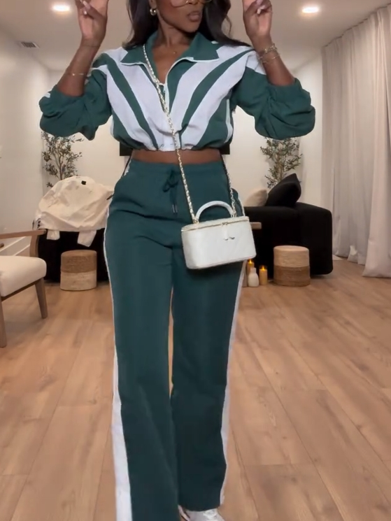Vintage Striped Tracksuit Set