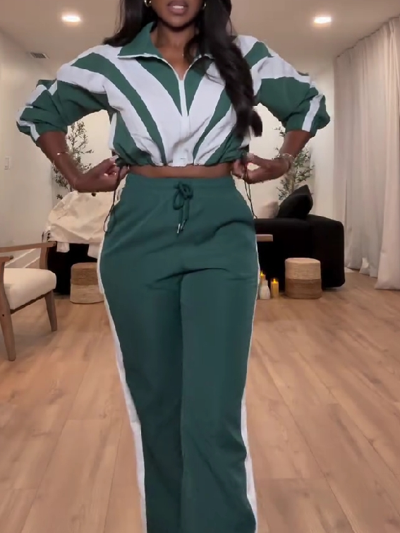 Vintage Striped Tracksuit Set