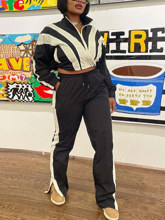 Vintage Striped Tracksuit Set