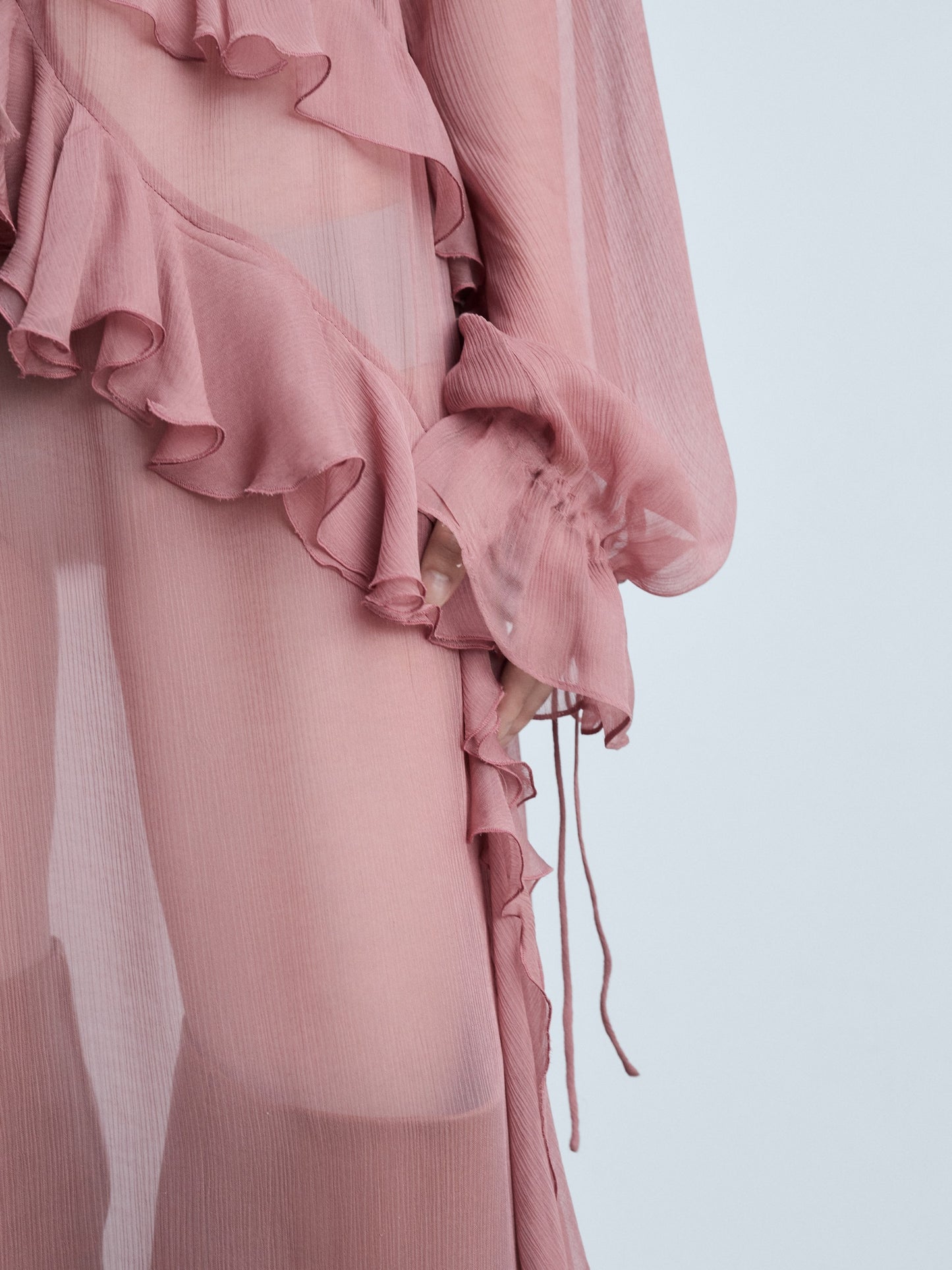 Semi-transparent Ruffled Chiffon Dress