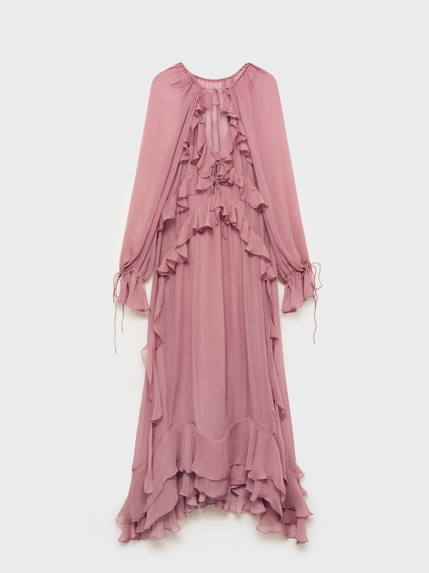 Semi-transparent Ruffled Chiffon Dress