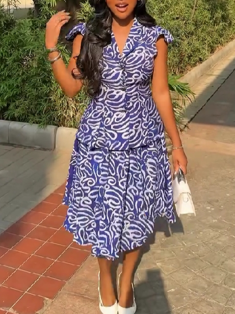 Print Peplum Two-Piece Set