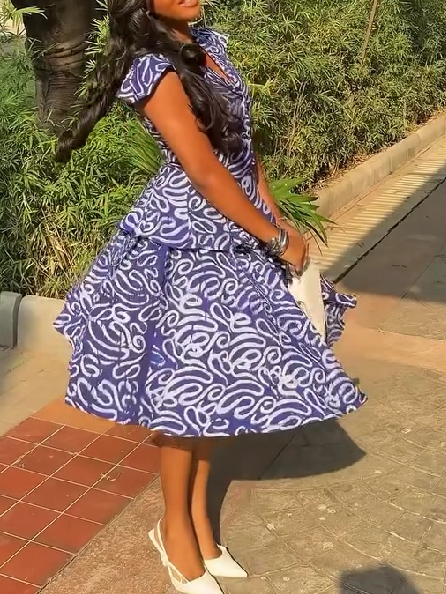 Print Peplum Two-Piece Set