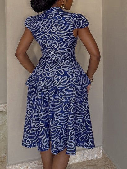 Print Peplum Two-Piece Set