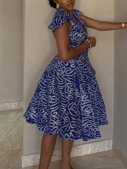 Print Peplum Two-Piece Set