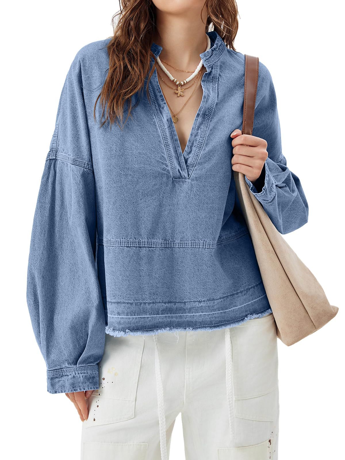 Casual Loose Denim Pullover