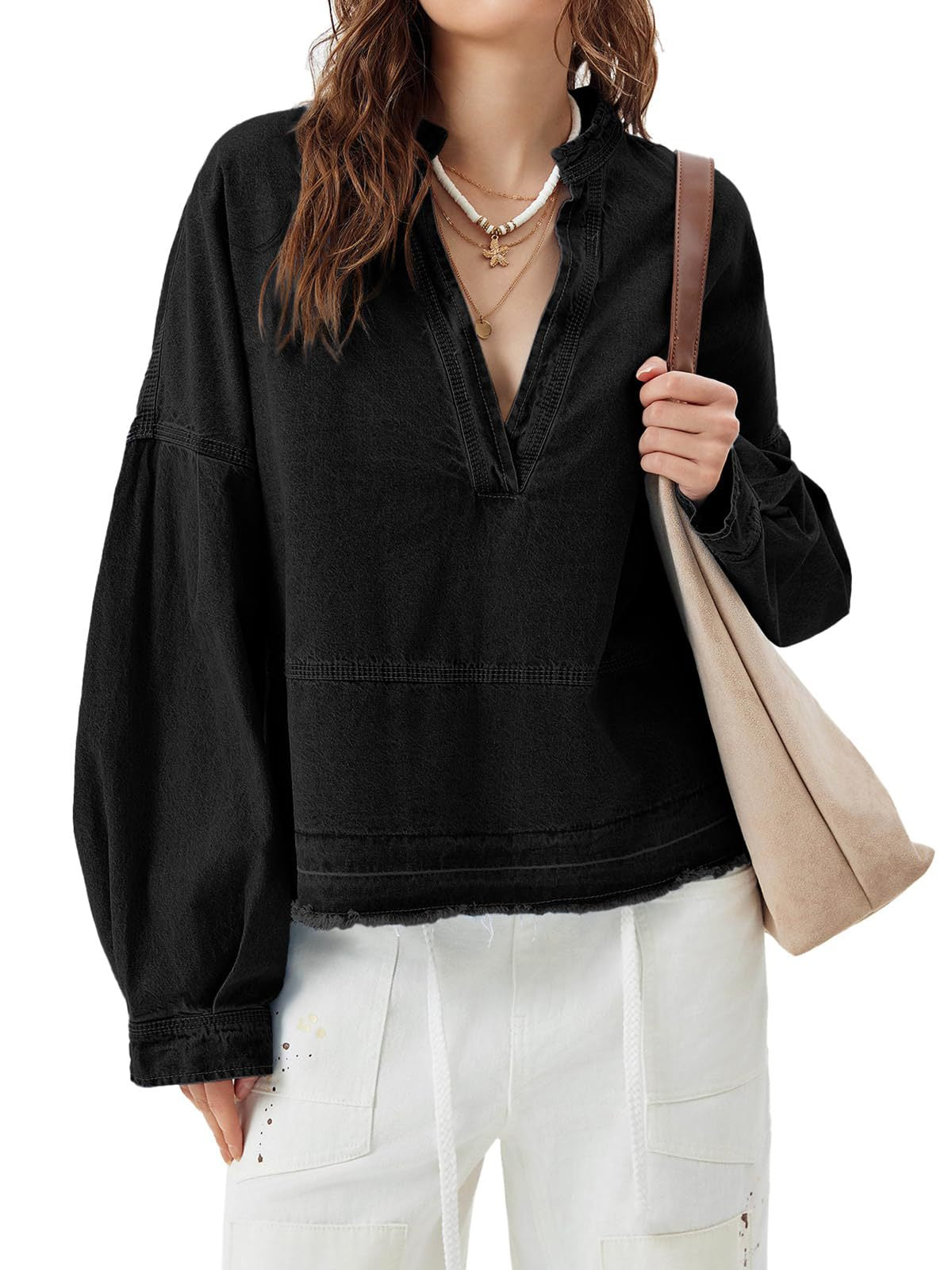 Casual Loose Denim Pullover