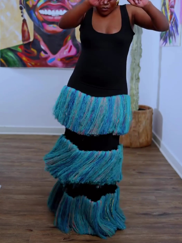 Fringe Tiered Maxi Dress