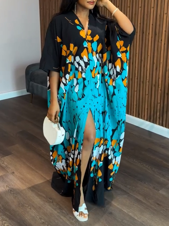Floral Print Kaftan Dress
