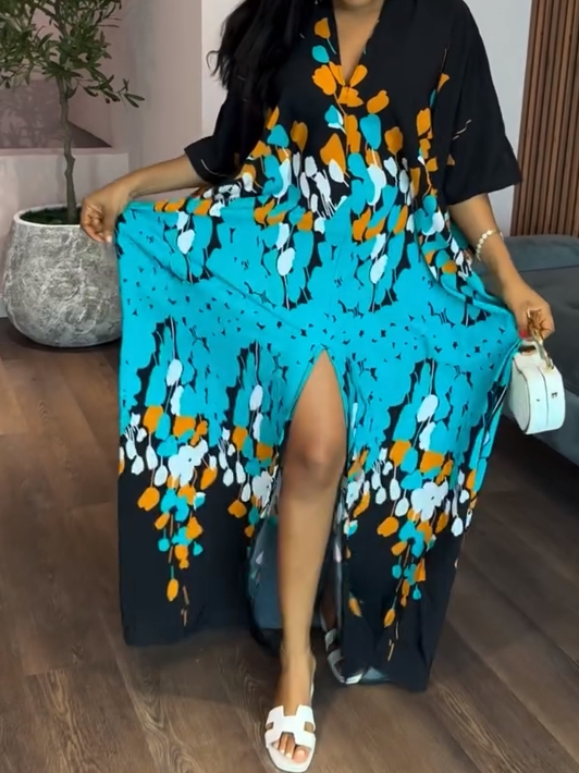 Floral Print Kaftan Dress