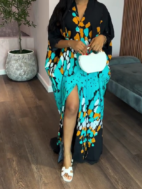 Floral Print Kaftan Dress