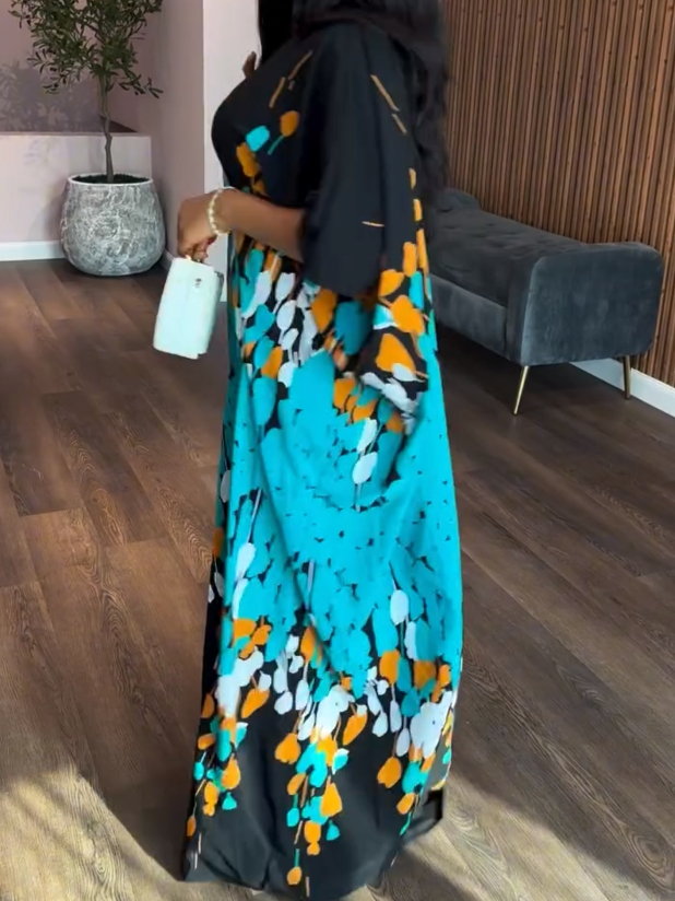 Floral Print Kaftan Dress