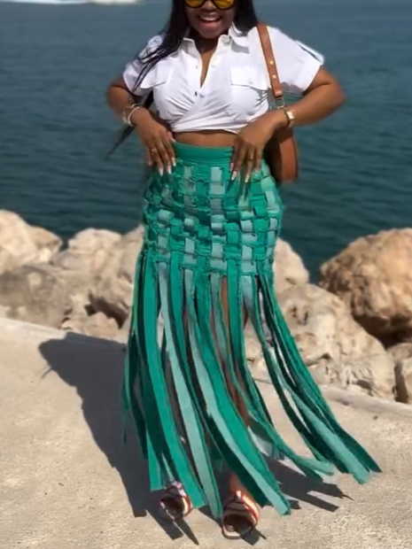 Handwoven Fringe Skirt