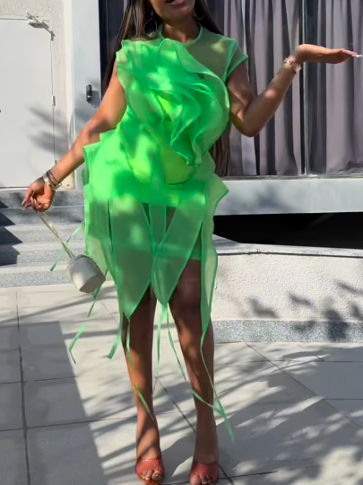 Flora Wave Mesh Dress