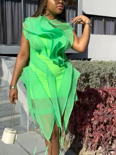 Flora Wave Mesh Dress