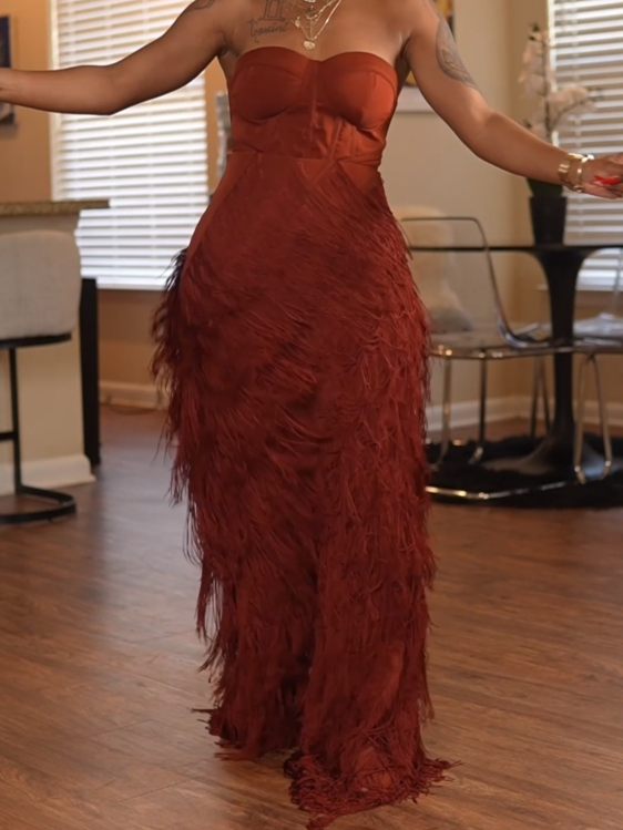 Rust Fringe Two-Piece Set
