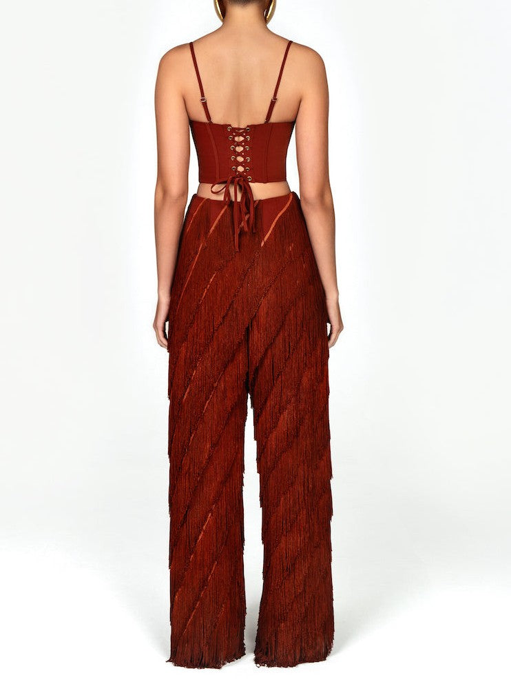 Rust Fringe Two-Piece Set