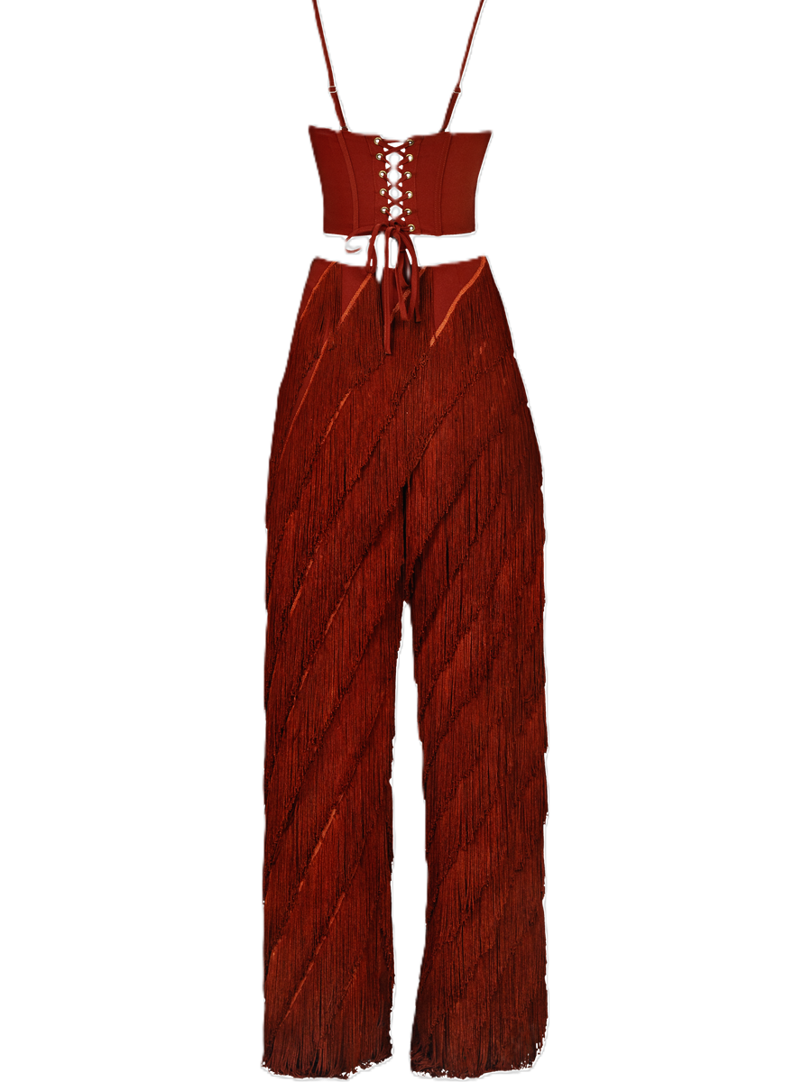 Rust Fringe Two-Piece Set