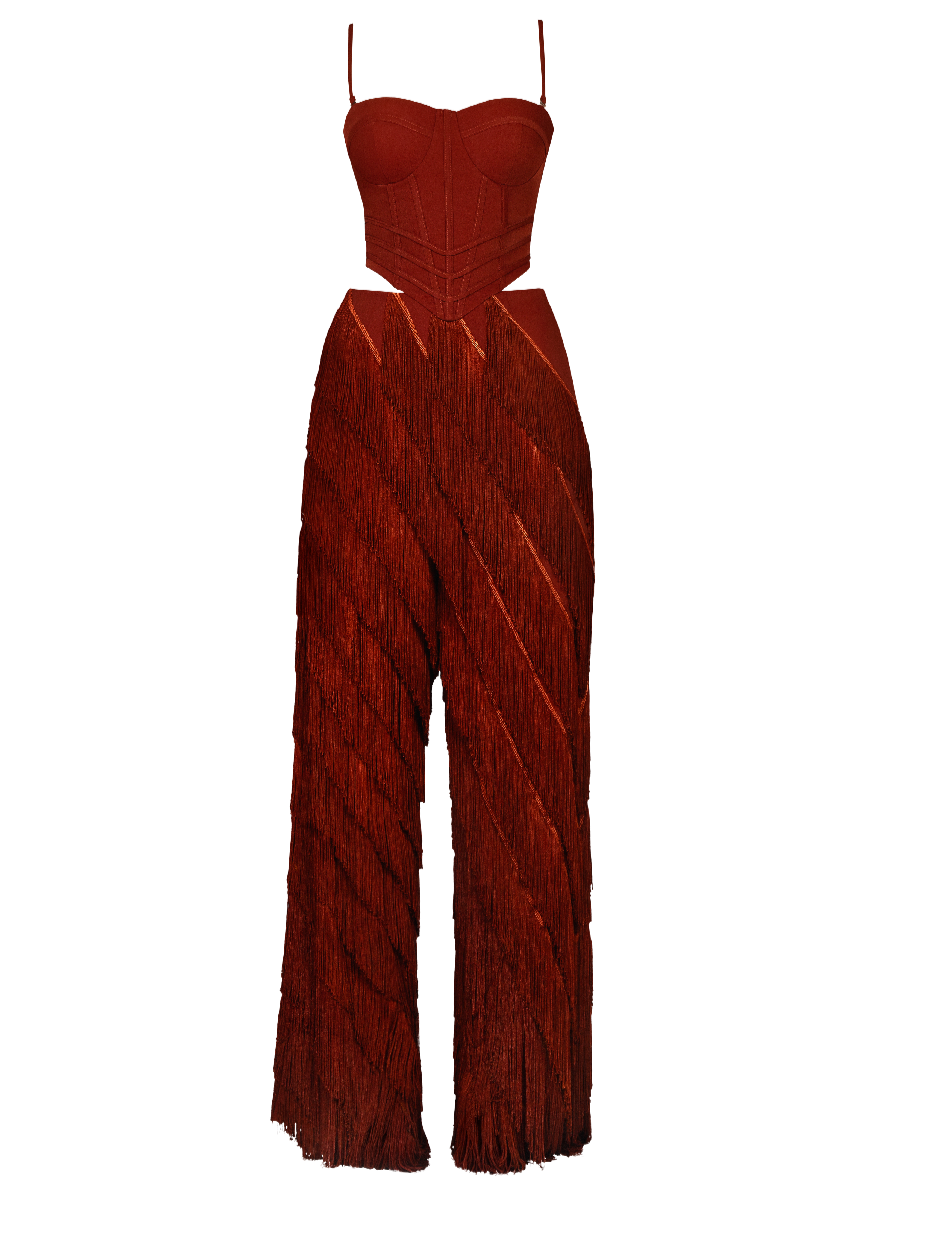 Rust Fringe Two-Piece Set