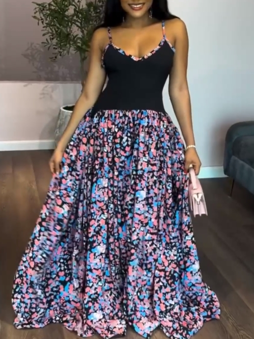 Patchwork Floral Maxi Dress