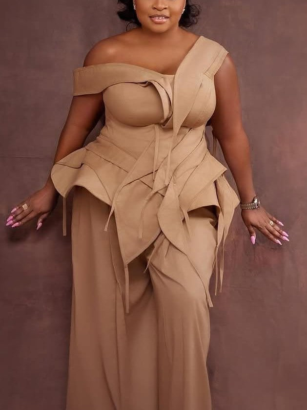Asymmetric Draped Tie-Front Top