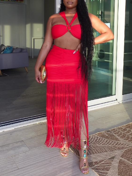 Fringe Elegance Skirt Set