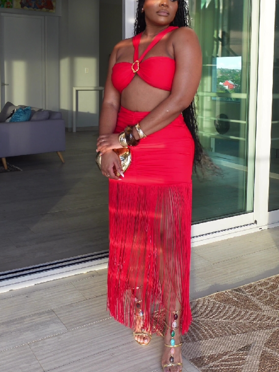 Fringe Elegance Skirt Set