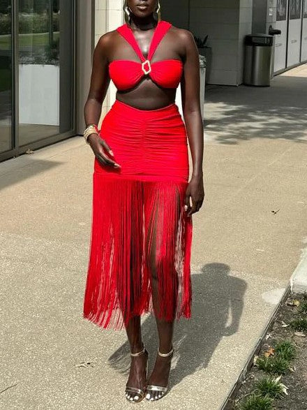 Fringe Elegance Skirt Set