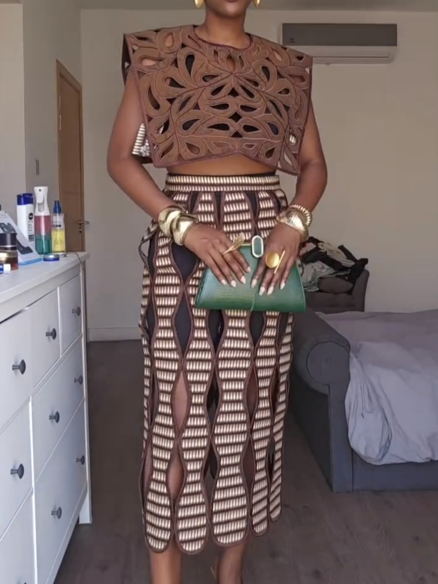 Artistic Cutout Skirt Set