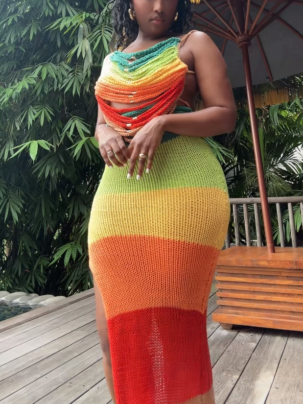 Rainbow Knit Two-Piece Set