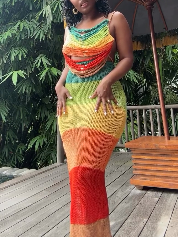 Rainbow Knit Two-Piece Set