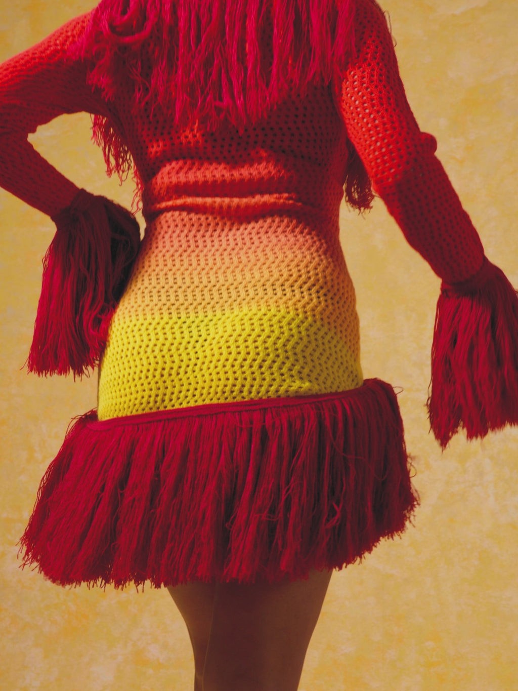 Fringe Crochet Ombre Mini Dress