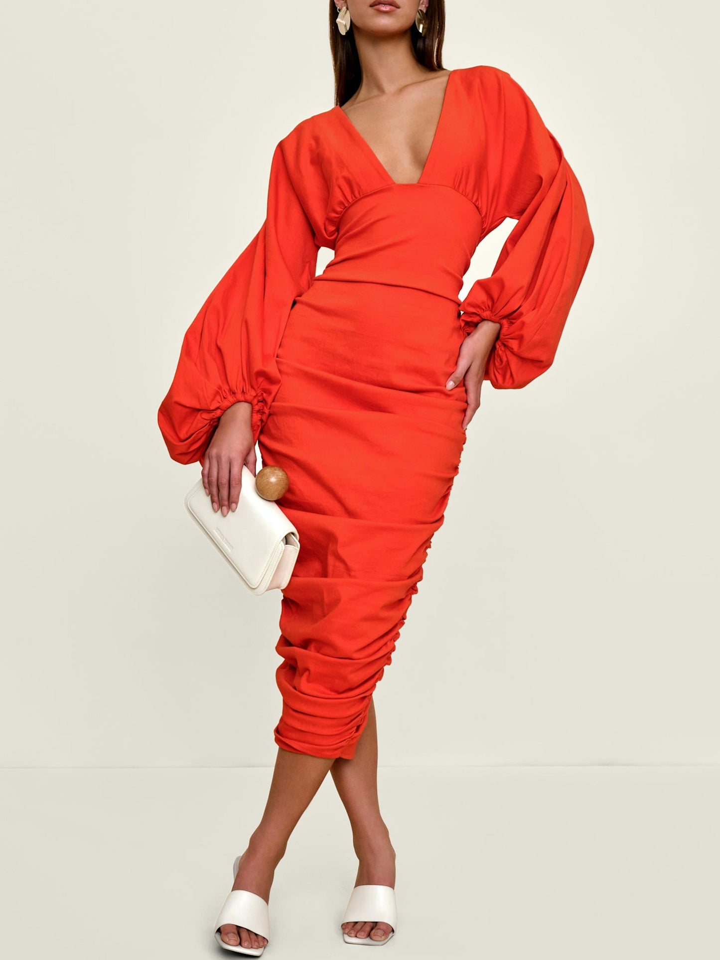 Glamorous Puff Sleeve Ruched Dress