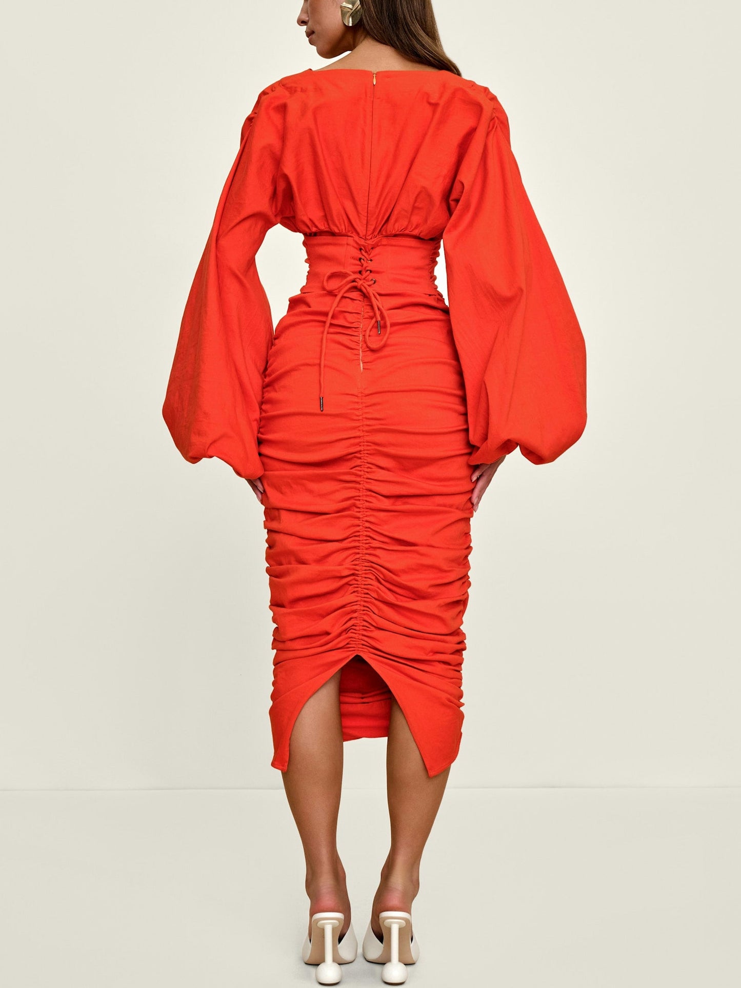 Glamorous Puff Sleeve Ruched Dress