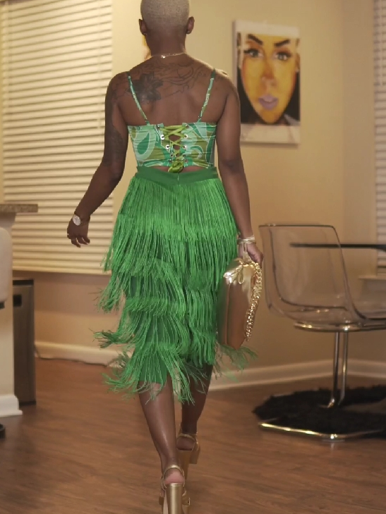 Green Enchantment Fringe Skirt