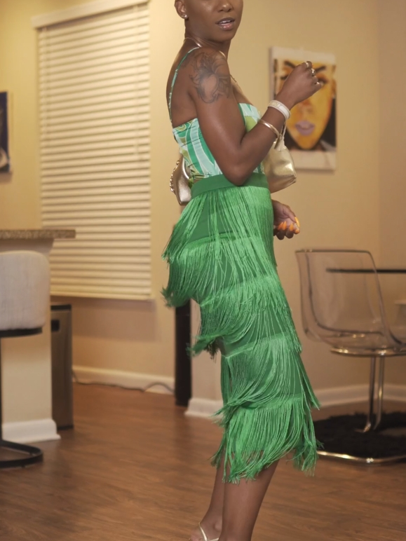 Green Enchantment Fringe Skirt