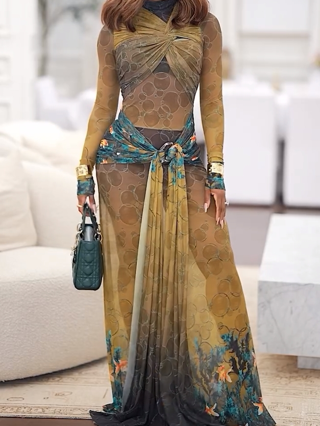 Chic Gradient Mesh Dress