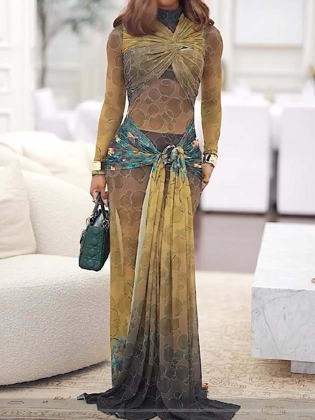Chic Gradient Mesh Dress