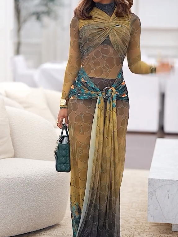 Chic Gradient Mesh Dress