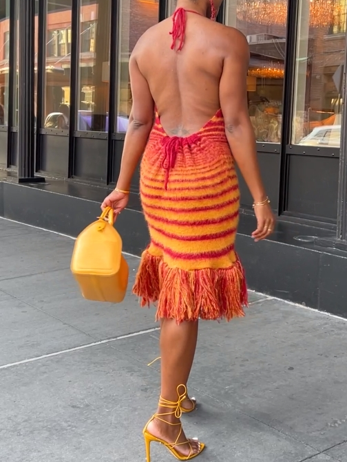 Halter Fringe Maxi Dress