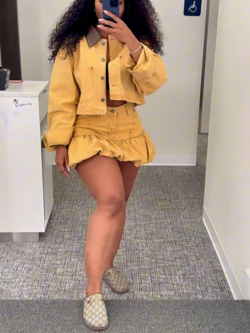 Crop Denim Jacket Set
