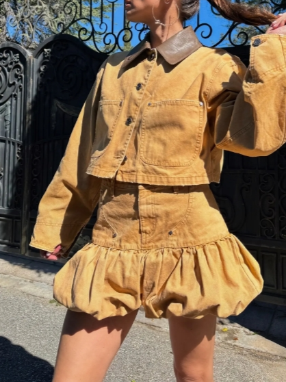 Crop Denim Jacket Set