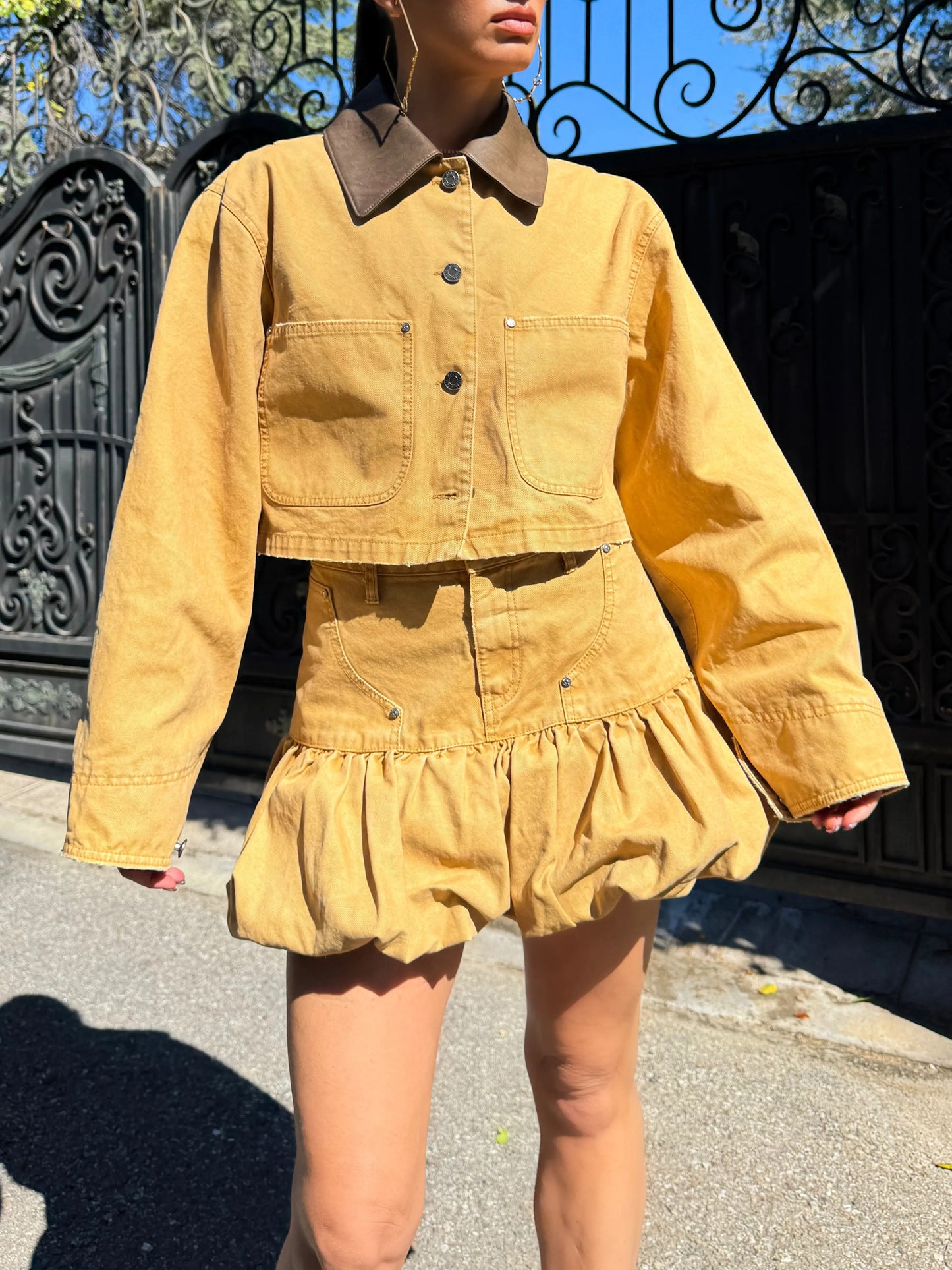 Crop Denim Jacket Set
