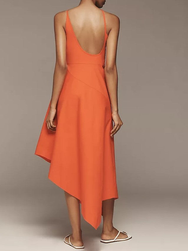 Asymmetrical Floral Midi Dress