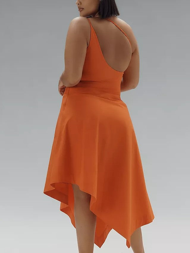 Asymmetrical Floral Midi Dress