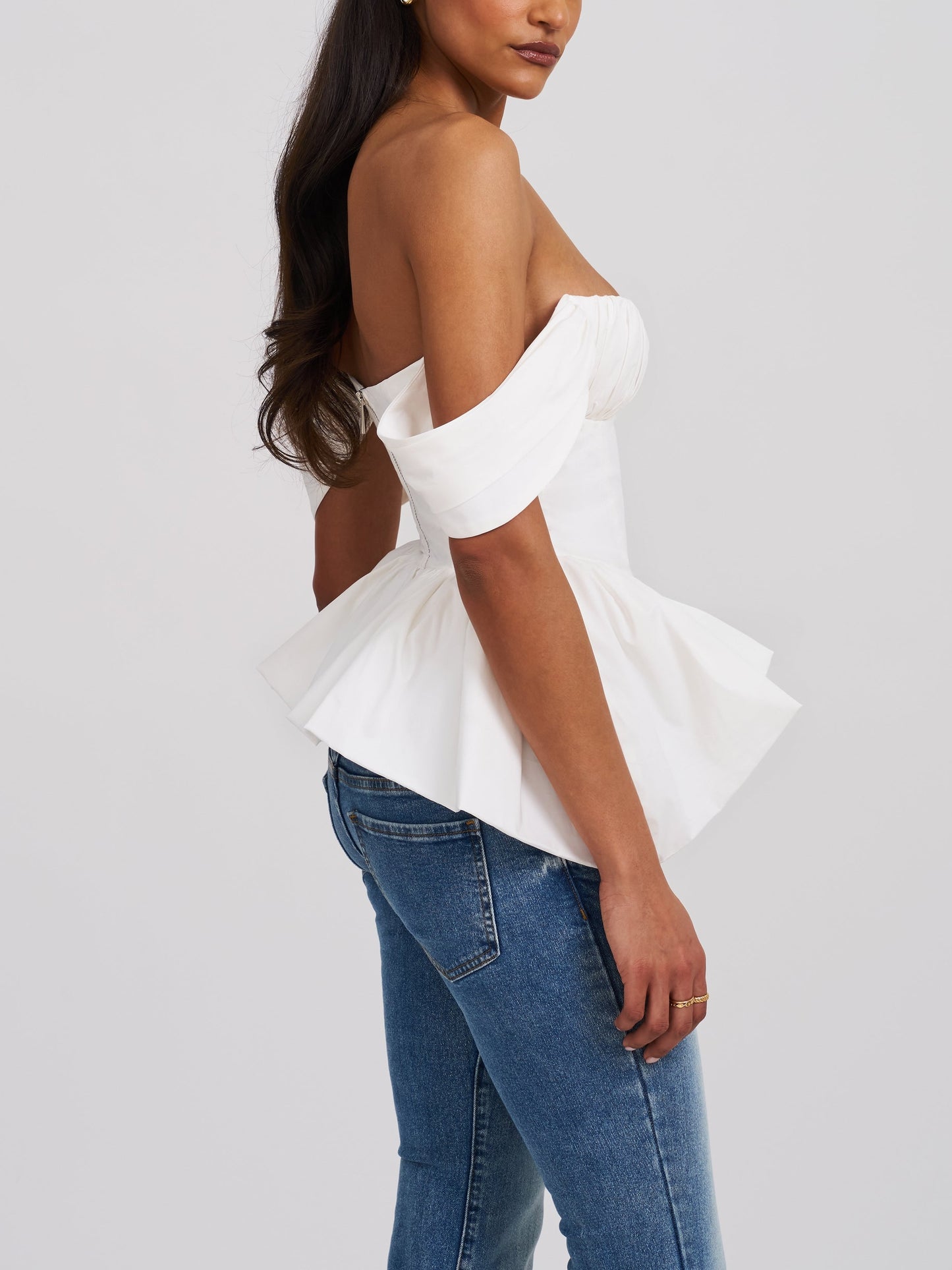 Off-shoulder Bubble Hem Top